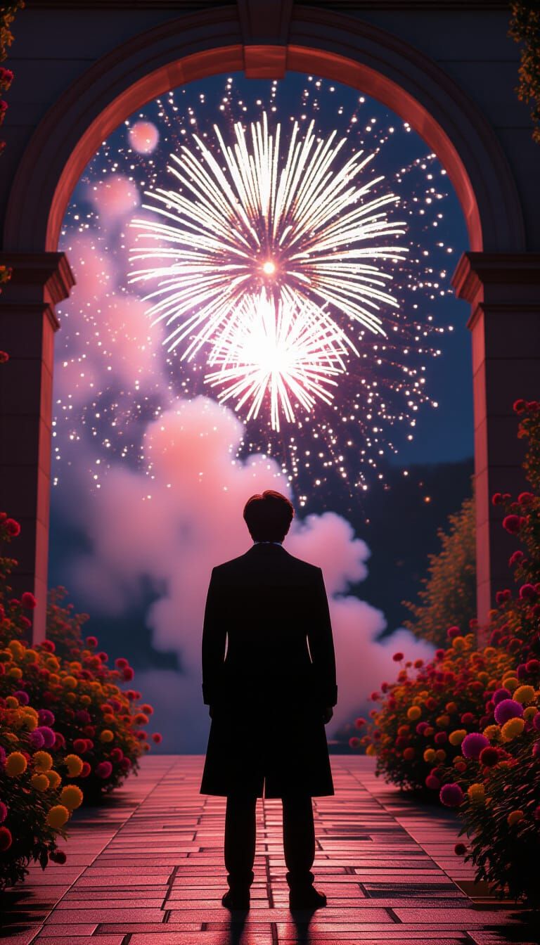 Daniel Radcliffe Celebrates Under Fireworks Archway