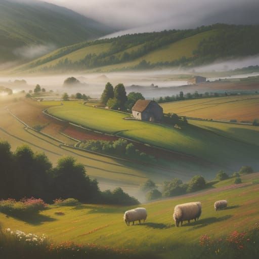 Serene Macedonian Village in Golden Morning Light