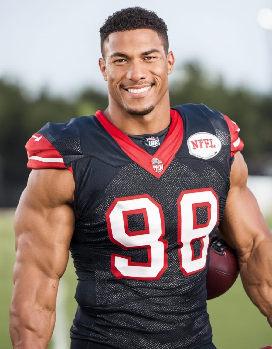 Handsome NFL Player Portrait, Sharp Focus
