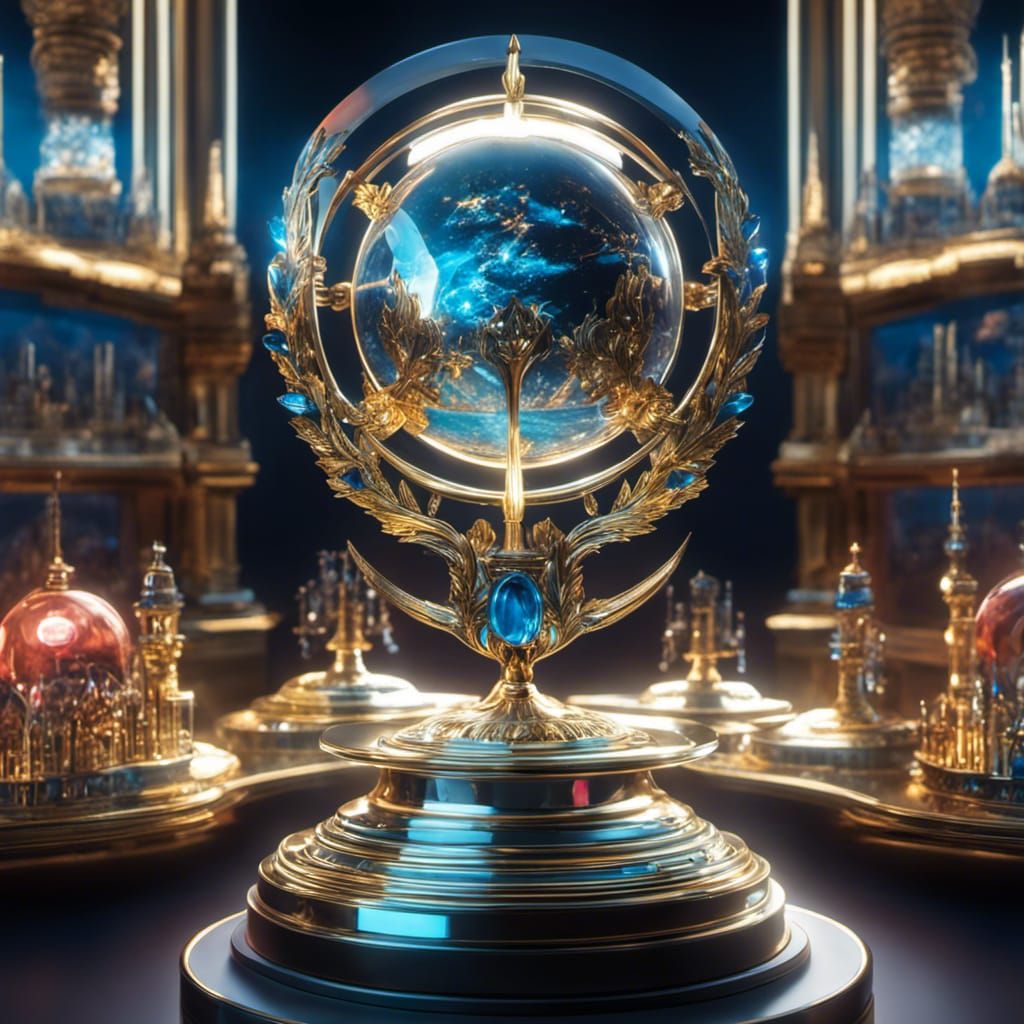 Ornate Gem-Encrusted Trophy in Maximalist Style