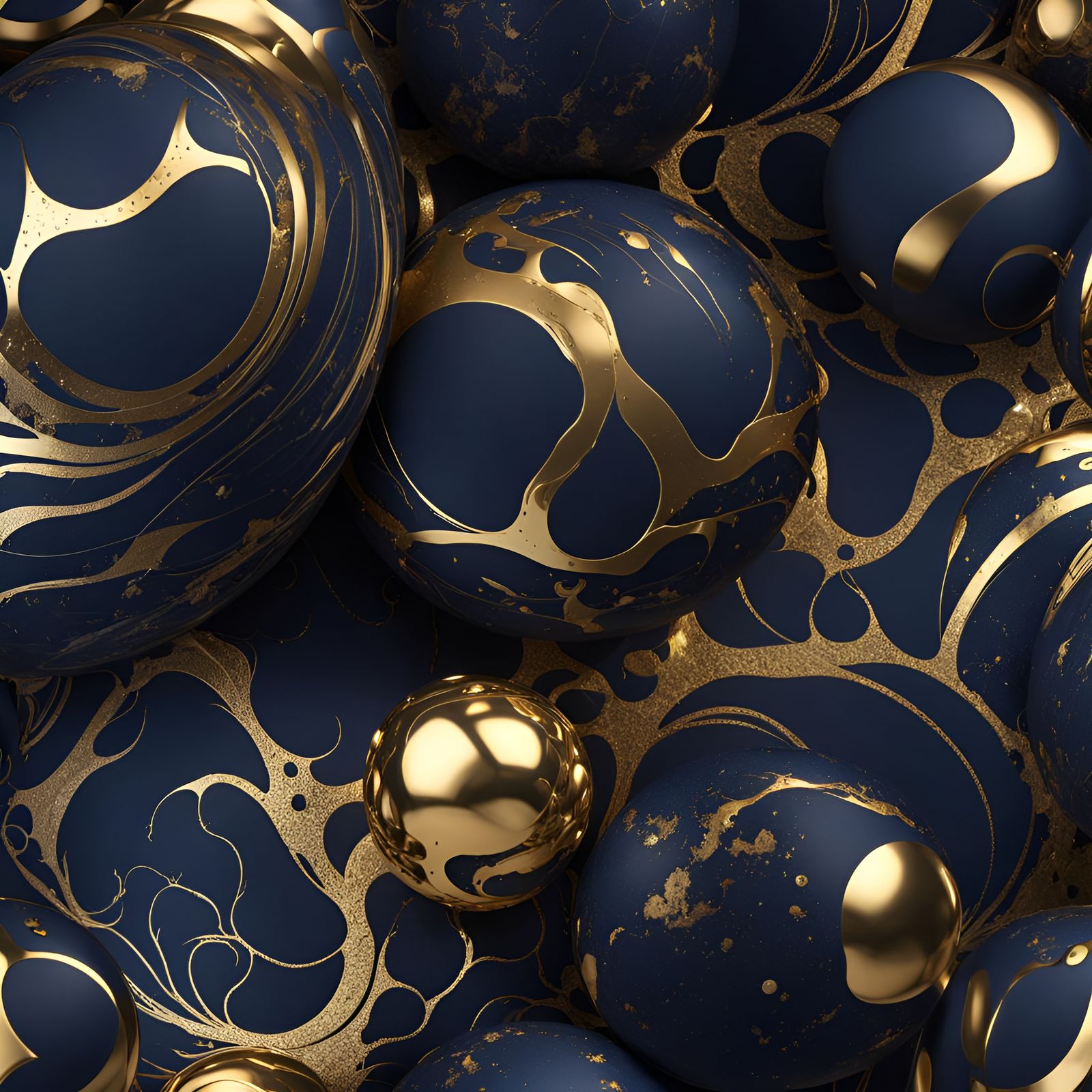Navy Marble with Gold Splatter Fantasy Concept Art