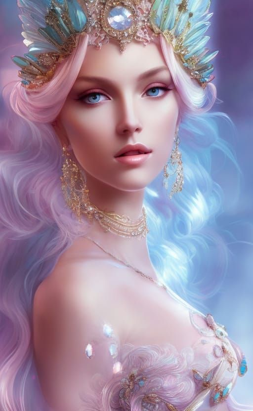 Mesmerizing Pearl and Glass Goddess Portrait