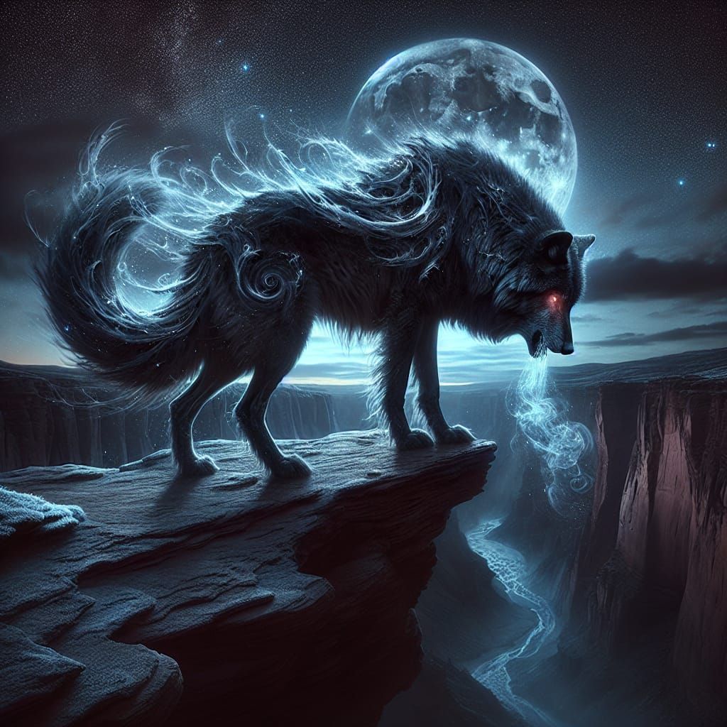 Wolf Howls Under the Blood-Red Moon