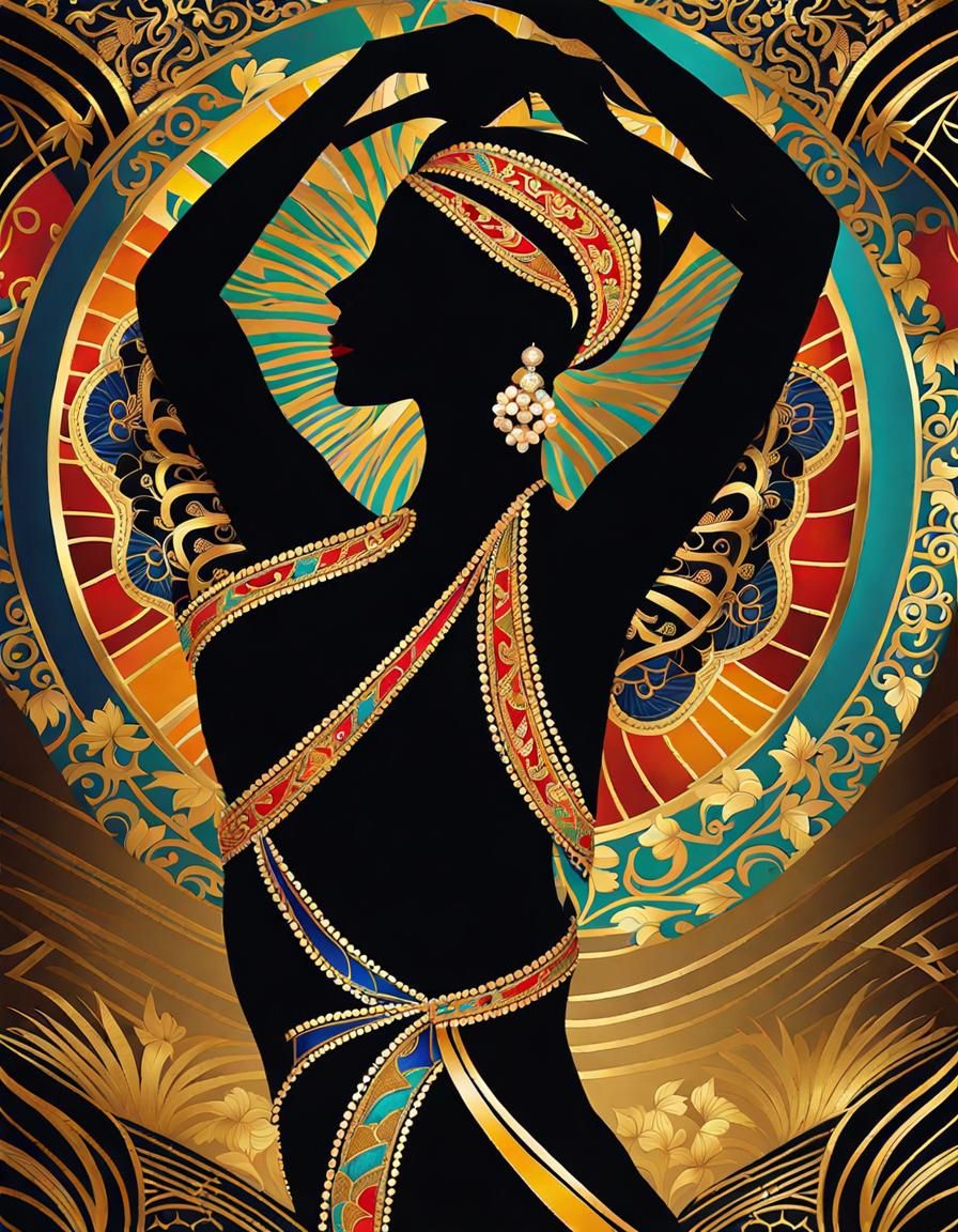 Surreal Art Deco Dancer in Luxurious Batik Style