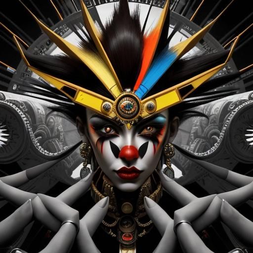 Cyberpunk Aztec Princess Portrait with Clockwork Details