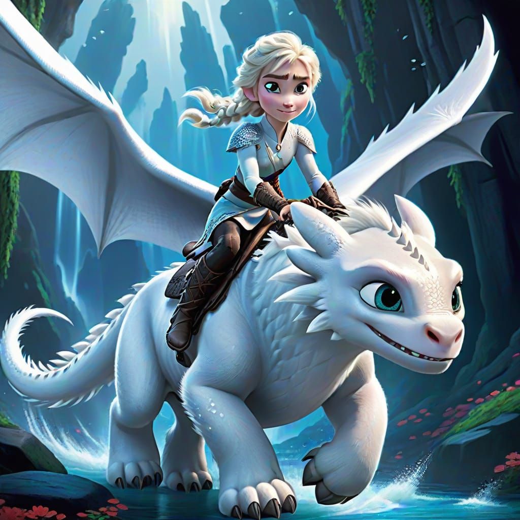 Elsa and Light Fury Crossover Fanart