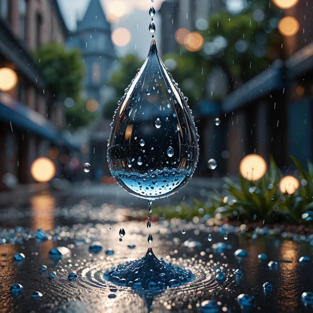 Silver Raindrop Worlds: Ethereal 3D Art