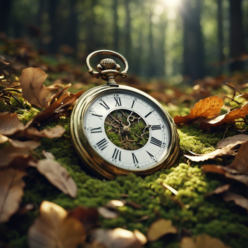 Antique Pocket Watch in Forest Clearing