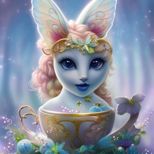 Fairy Fox Teatime in a Mystical Garden