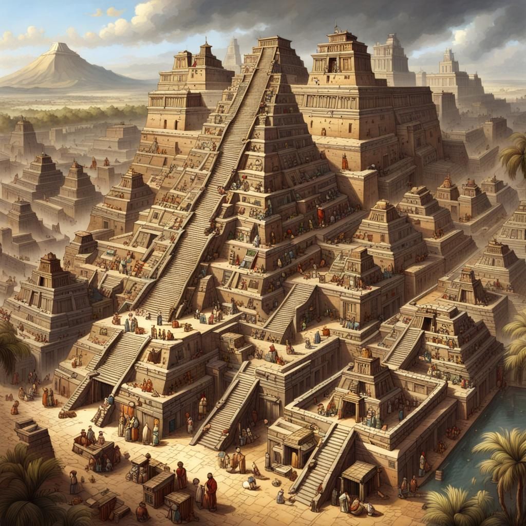 Aztec City in Enlightenment Era: Detailed Image