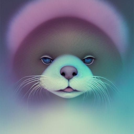 Pastel Sea Otter Portrait in Fractal Mist