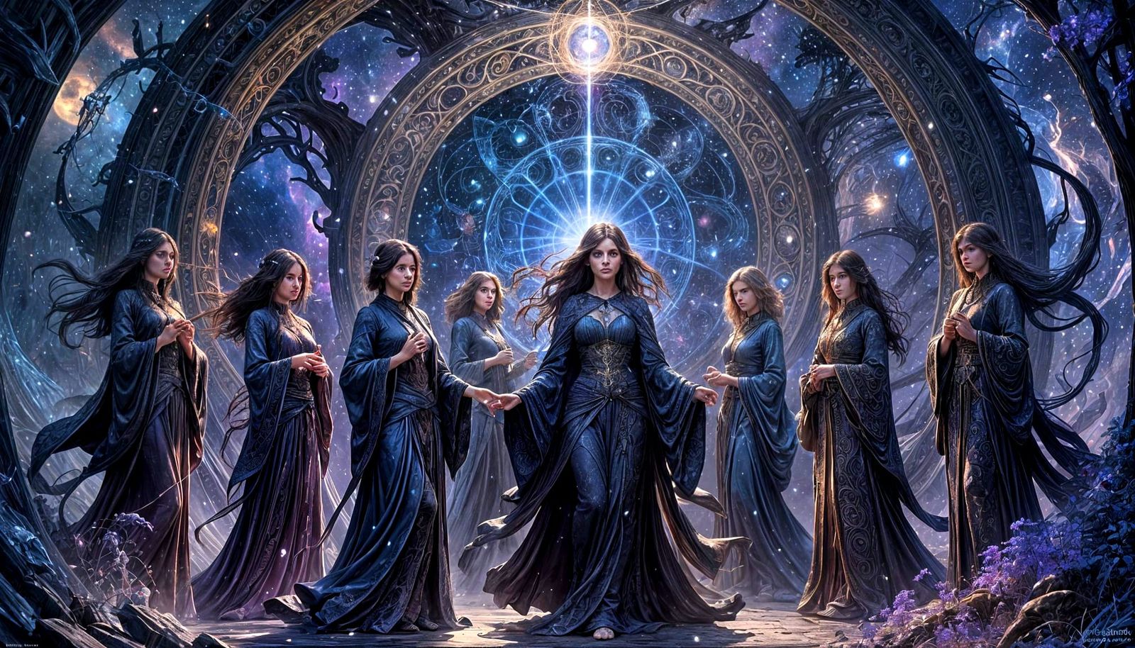 Ethereal Witches Portal Time Travel Fantasy Art