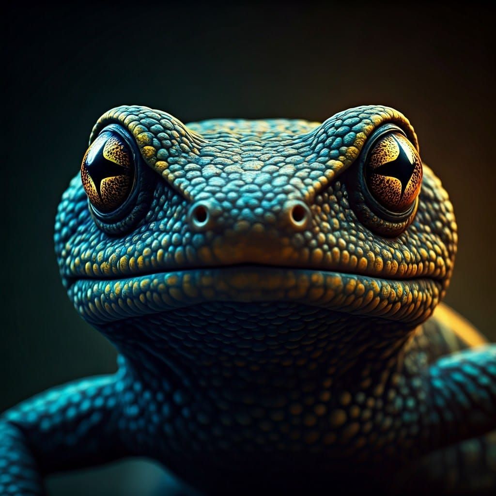 Majestic Newt Portrait in Vibrant, Iridescent Colors