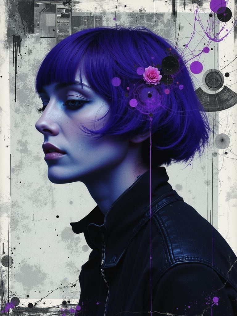 Gothic Portrait of a Sad Woman in Abstract Style