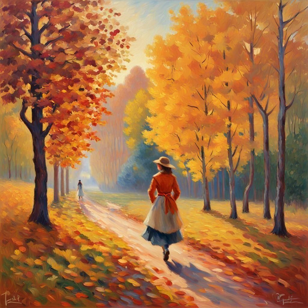 Beautiful Woman's Autumn Weekend in Countryside