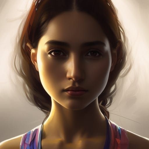 Detailed Portrait of a Mexican Girl in Art Nouveau Style