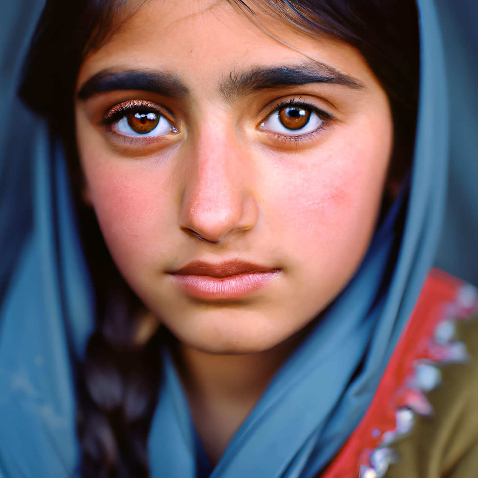 Portrait of Afghan Girl in Film Photography Style