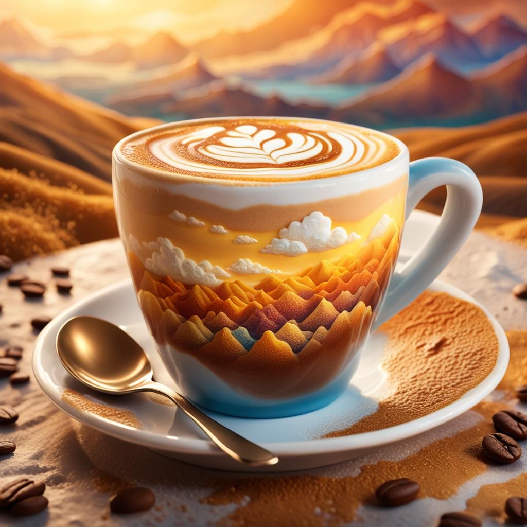 Latte Landscape in Oil Painting Style