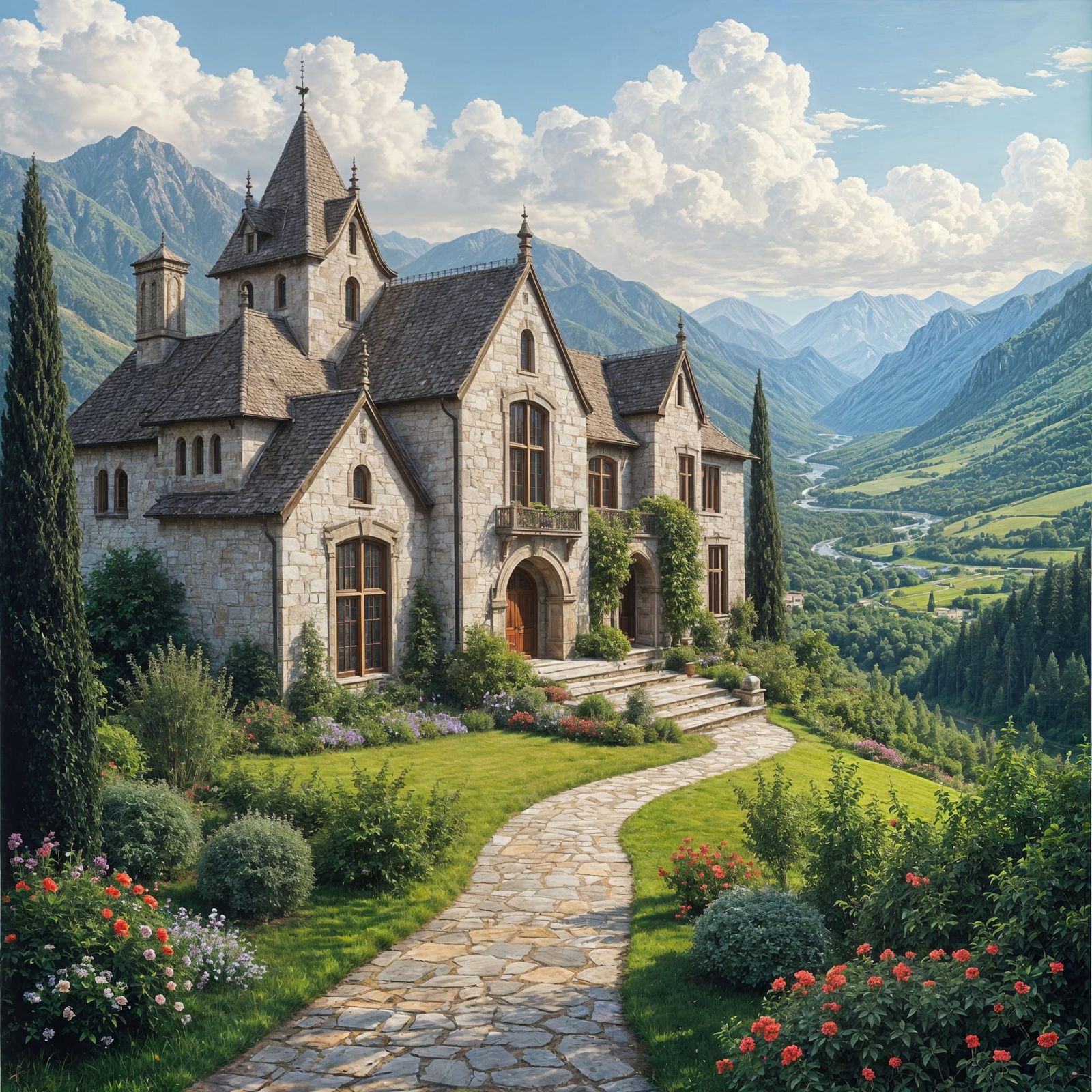 Elegant Traditional Mansion Amidst Serene Countryside