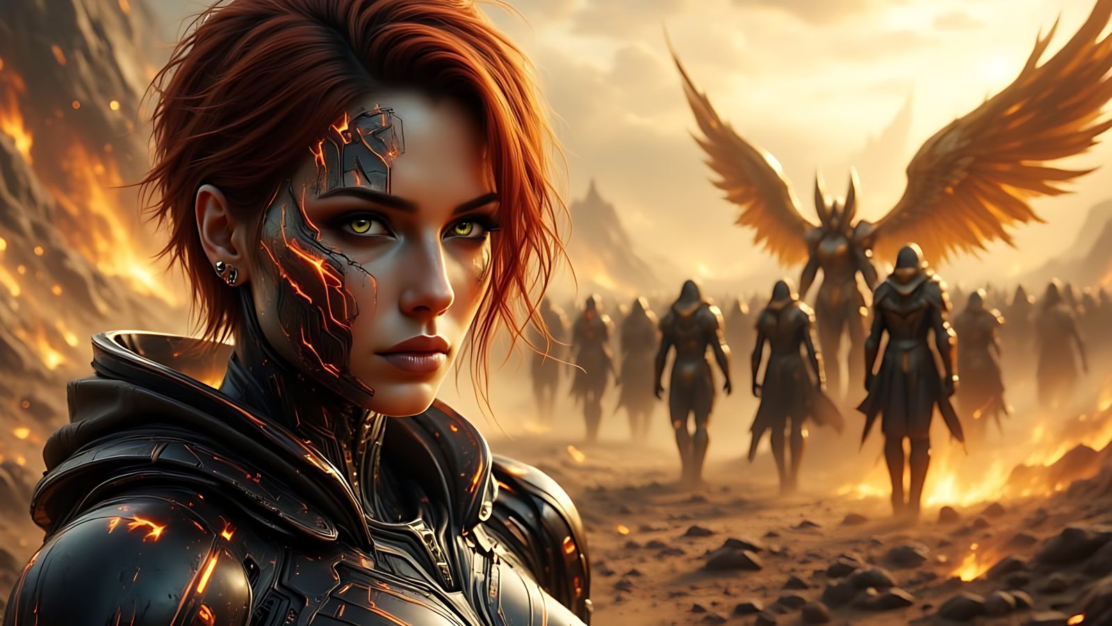 Warrior Leads Archangels into Battle in Twilight