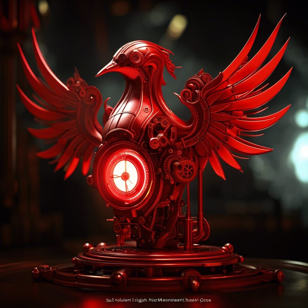 Steampunk Clockwork Phoenix Warframe in Red