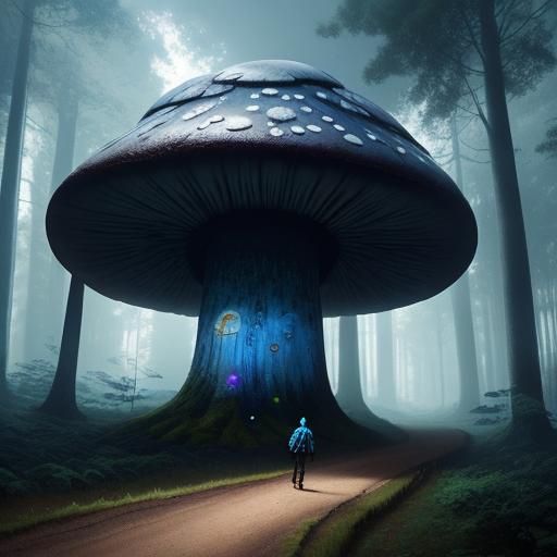 Walking Mushroom in Forest: Digital Matte Painting