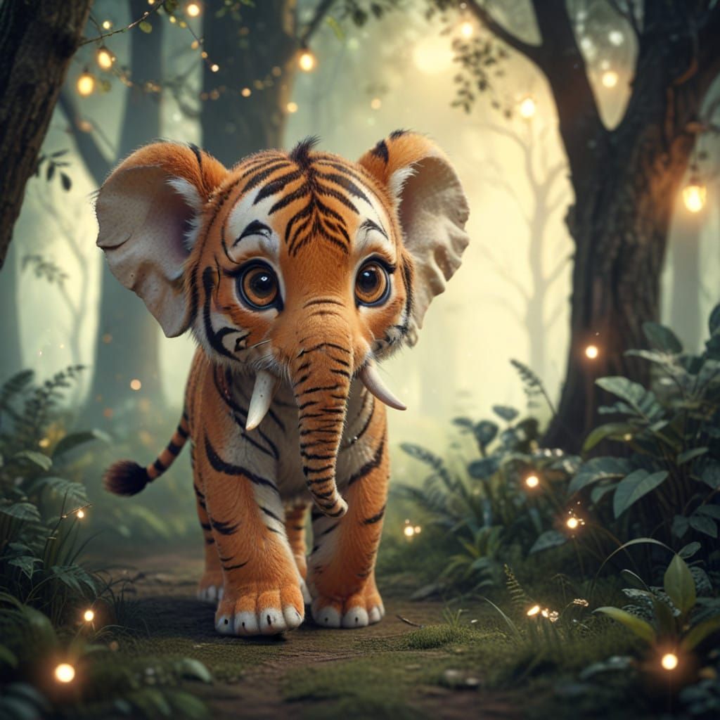 Mythical Tiger-Elephant Hybrid Strolls Through an Enchanted ...