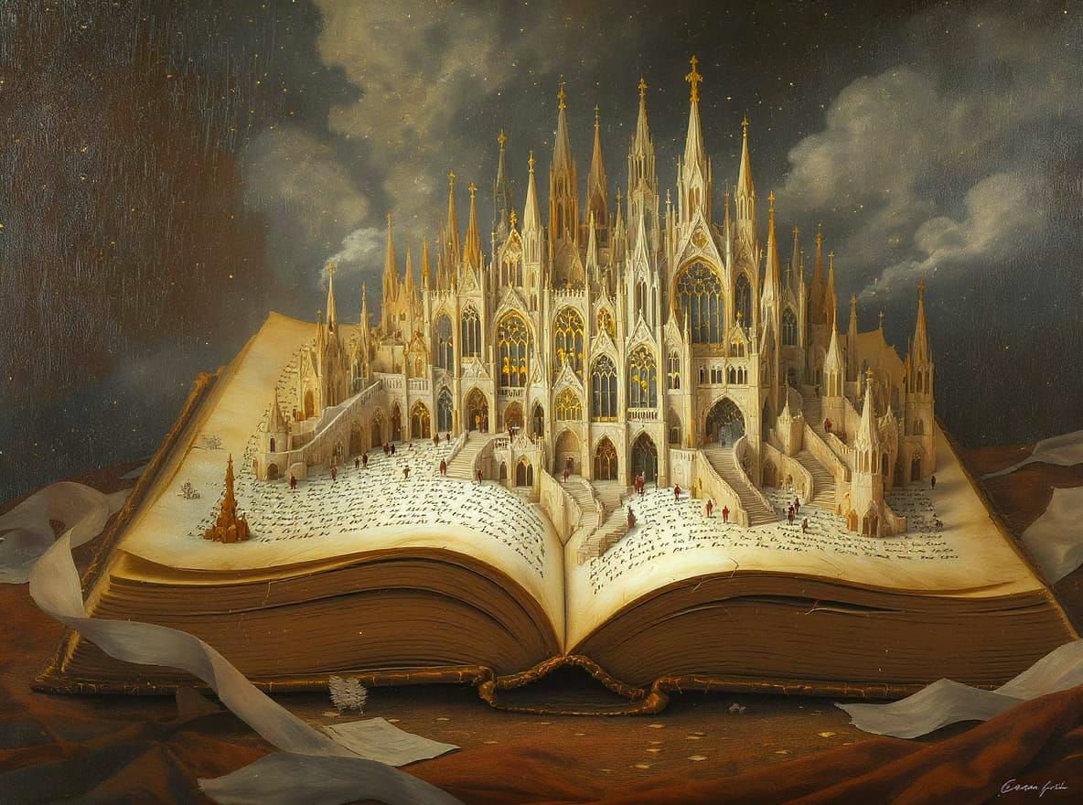 Surreal Book Cathedral Town