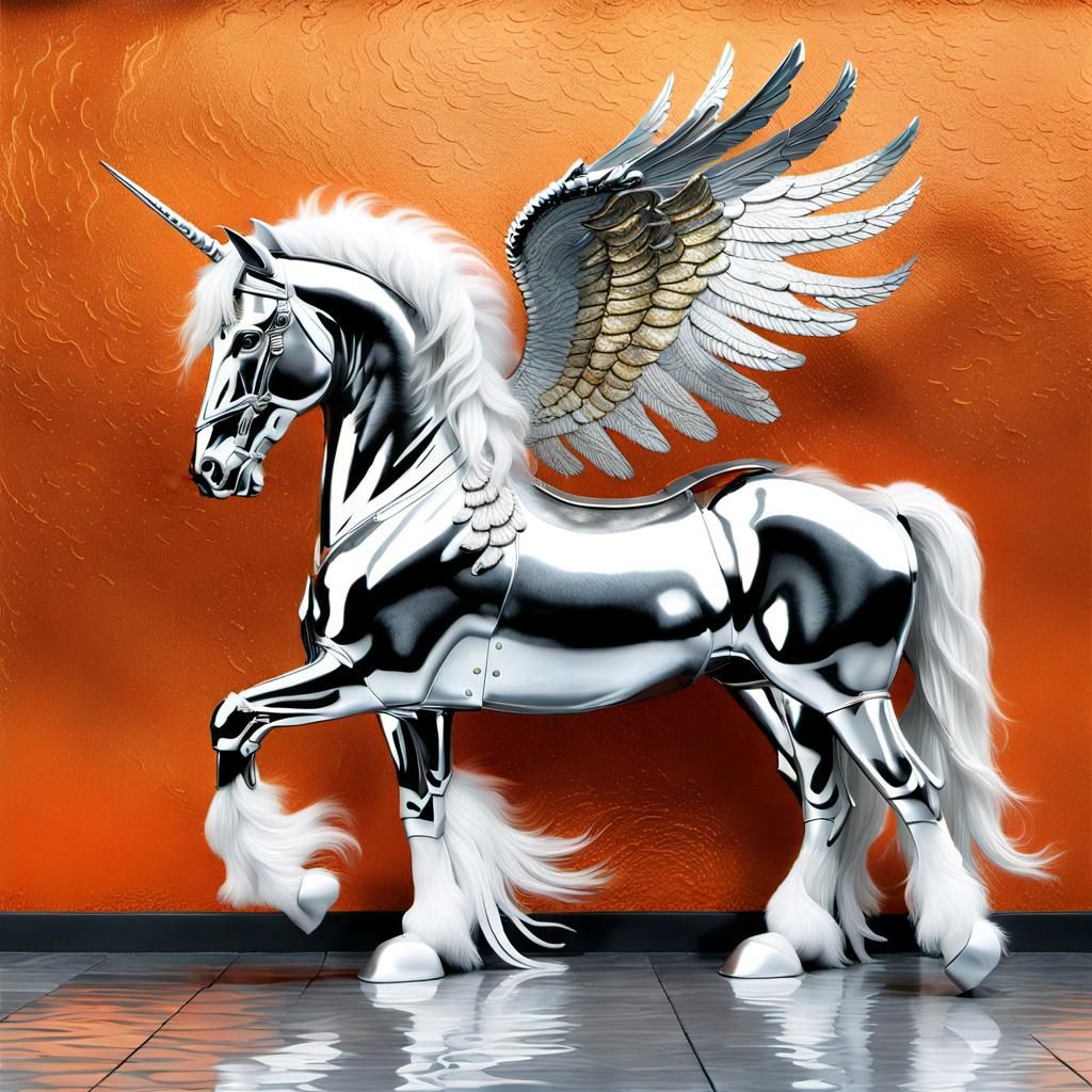 Mythical Black Clydesdale Pegasus in 3D