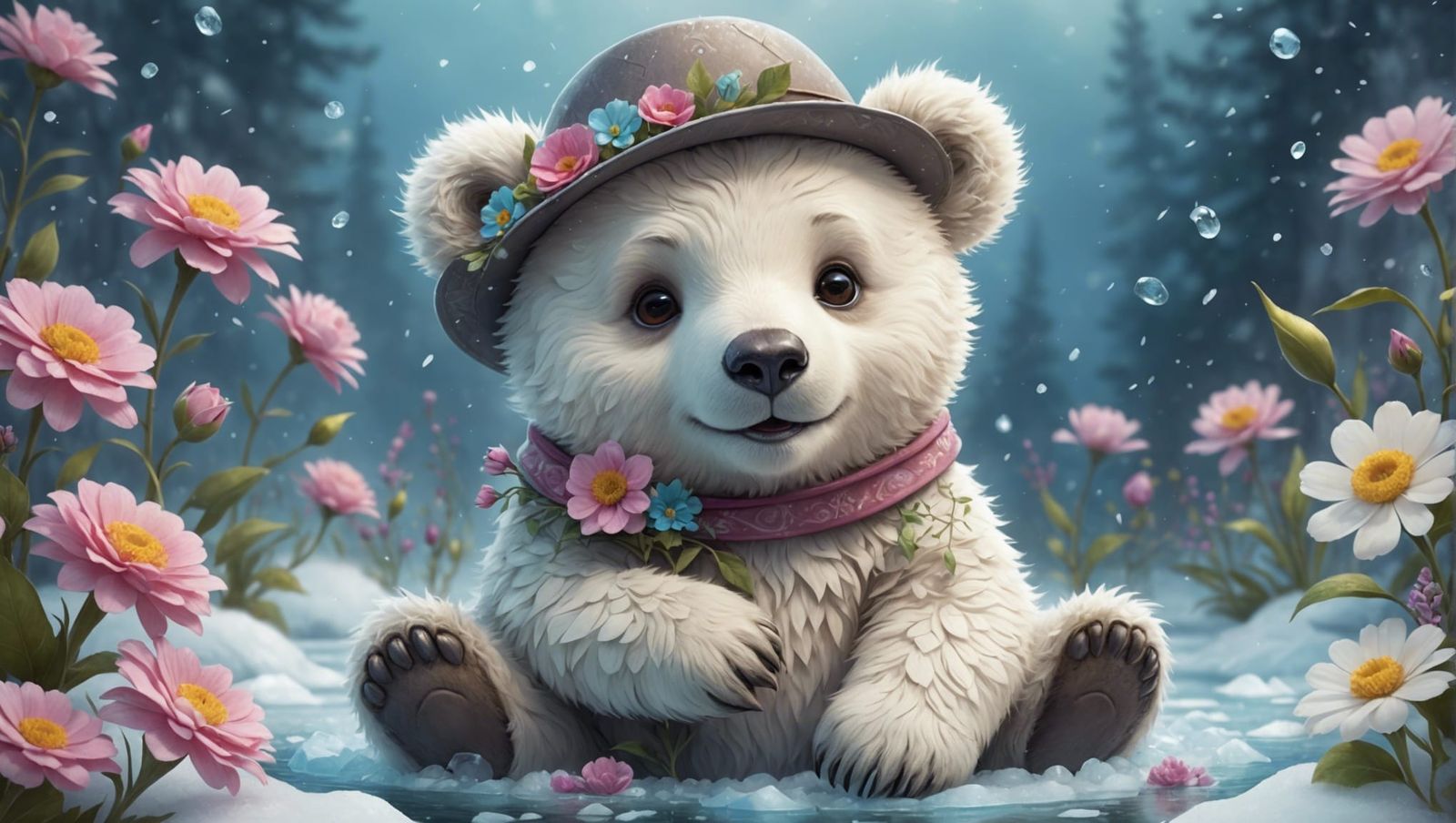 Smiling Arctic Bear Cub in Pixar Style