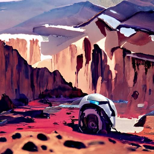 Futuristic Watercolor of a Desert on Mars