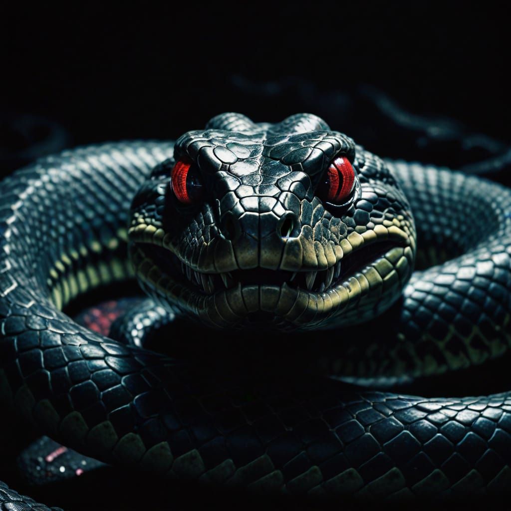 Hyperrealistic Portrait of a Monstrous Snake Villain