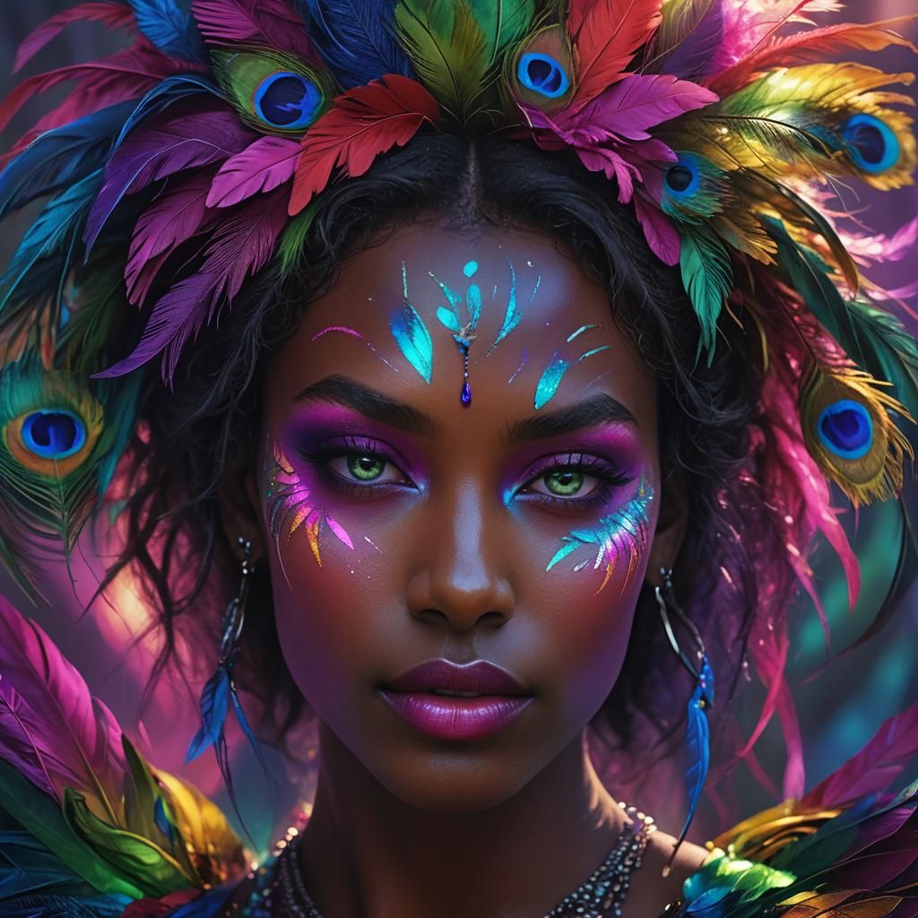 Rainbow Woman: Surreal Digital Portrait in Cinematic Style
