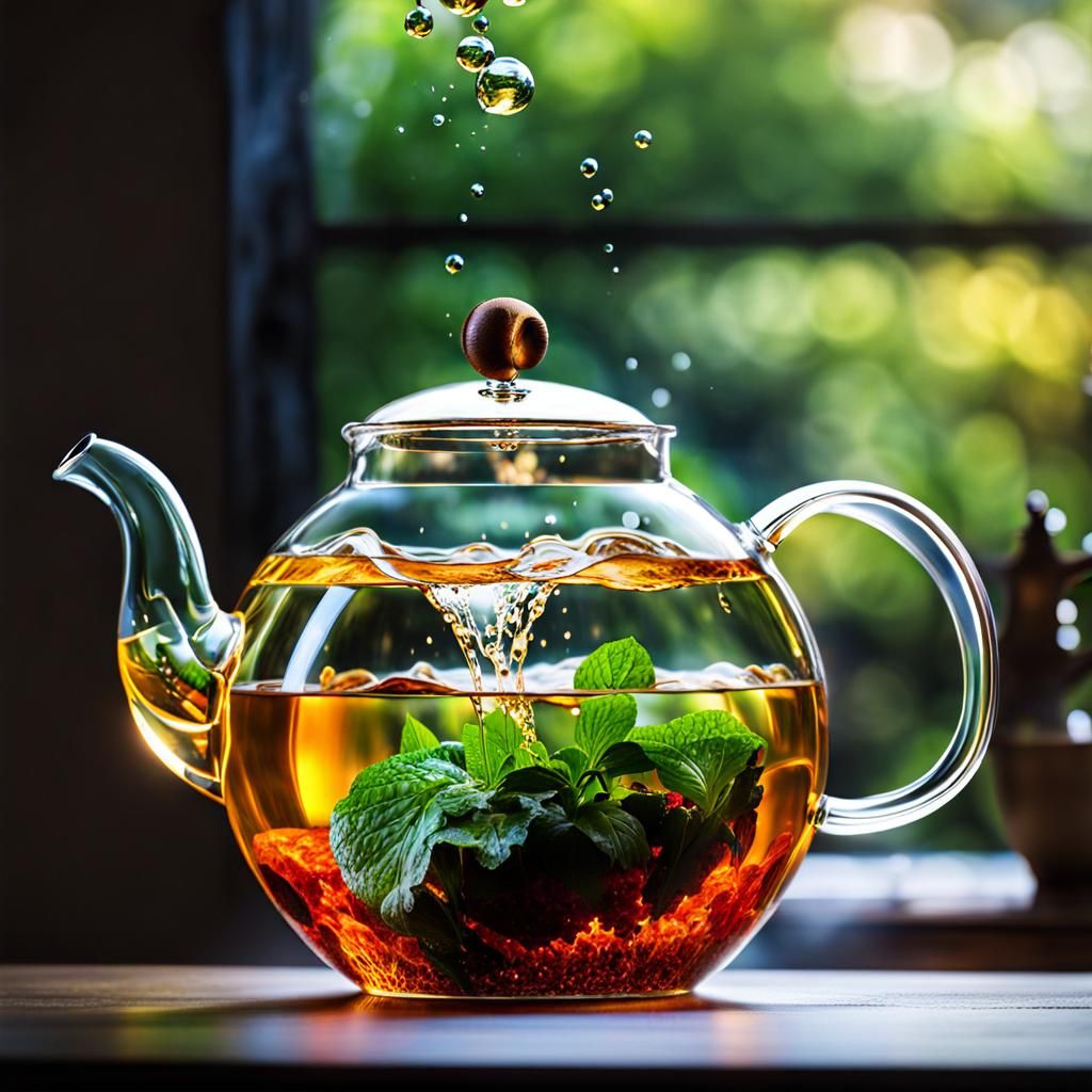 Waterfall in Teapot: Splash Art Fusion