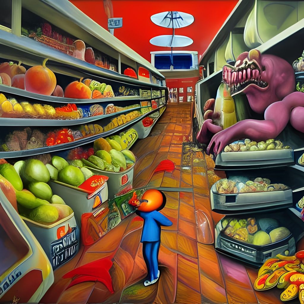 Expressionistic Nostalgic Grocery Store Painting