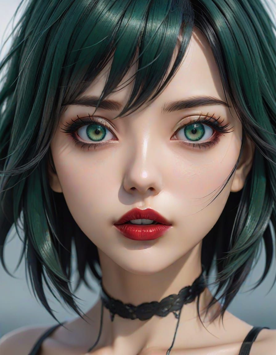 Anime Woman Portrait with Heterochromia Eyes