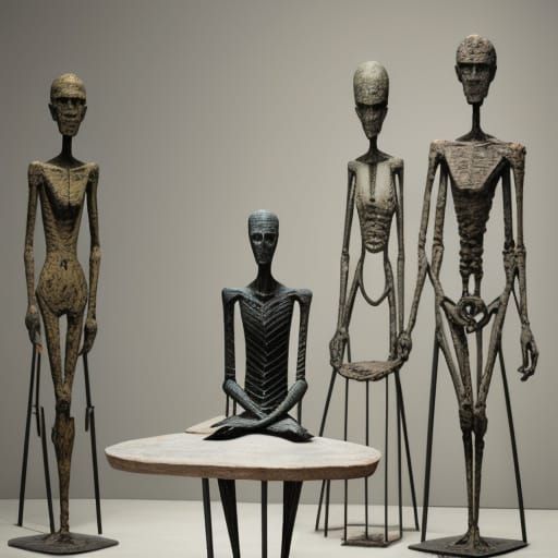Giacometti Style Sculpture of Distorted Figures