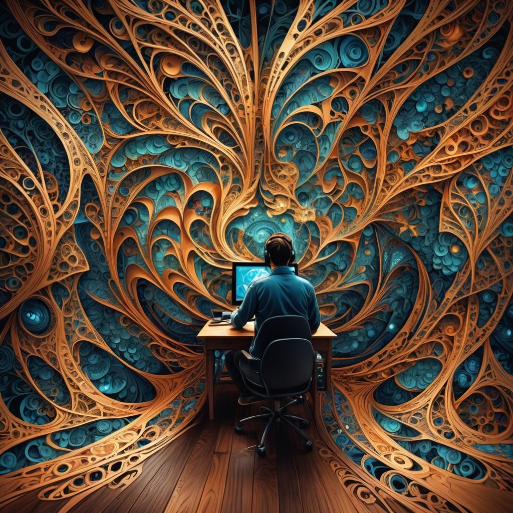 Abstract Vector Fractal: Flight Simulator Immersion