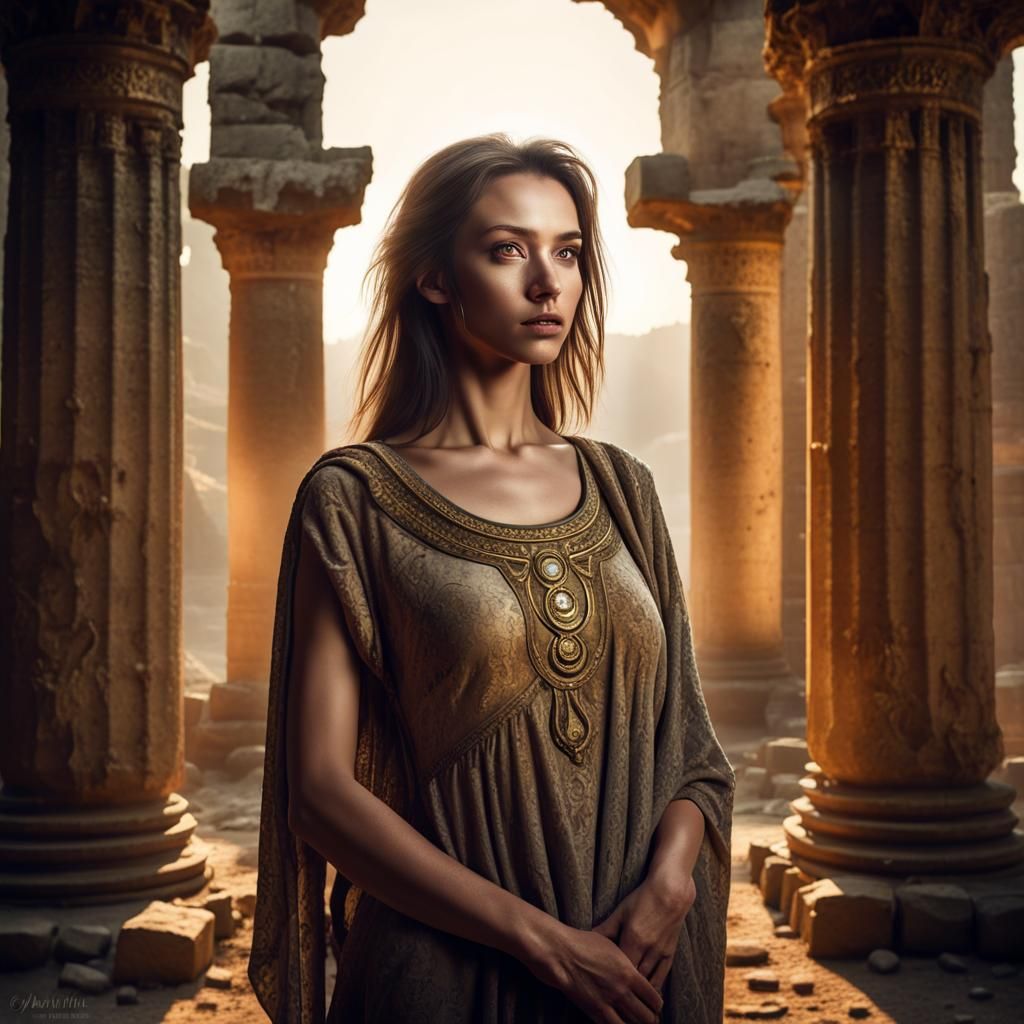 Majestic Figure in Mystical Ruins: HDR Photography