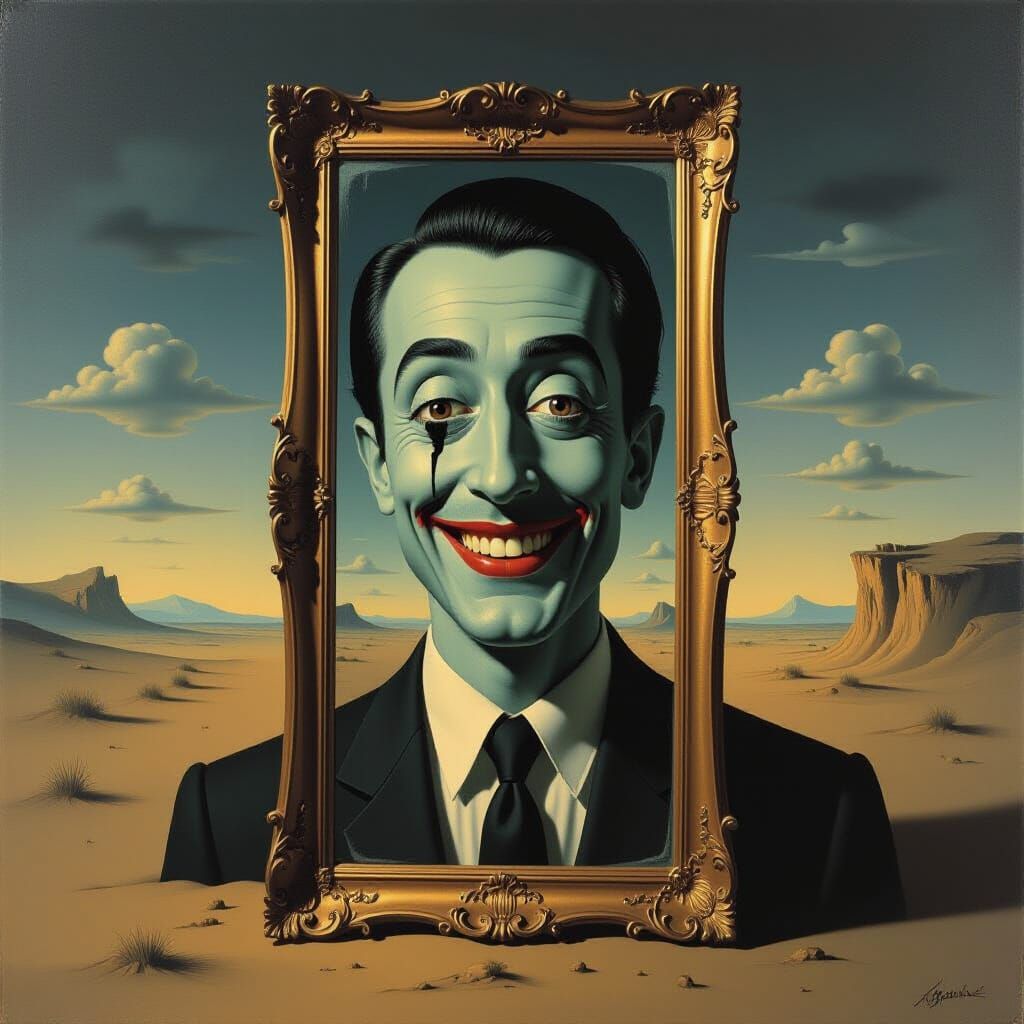 Surreal Portrait of a Shadowy Figure in a Melting Landscape