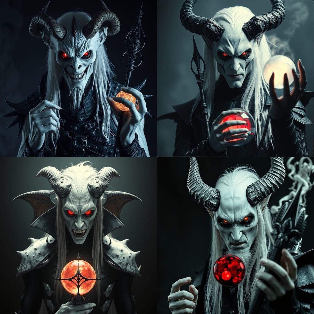 Hyperrealistic Demon with Glowing Red Eyes and Sinister Aura