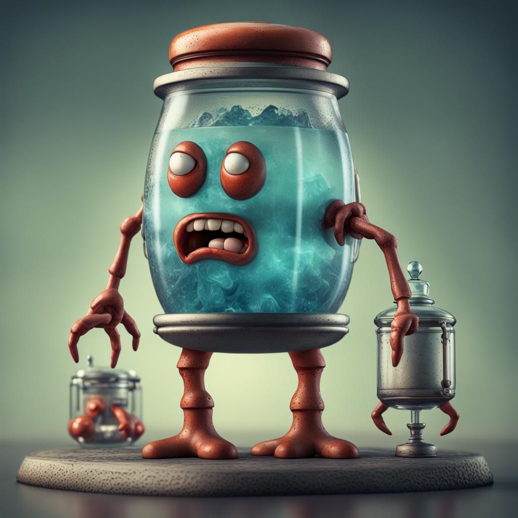 Menacing Salt Shaker and Angry Battery in Digital Art