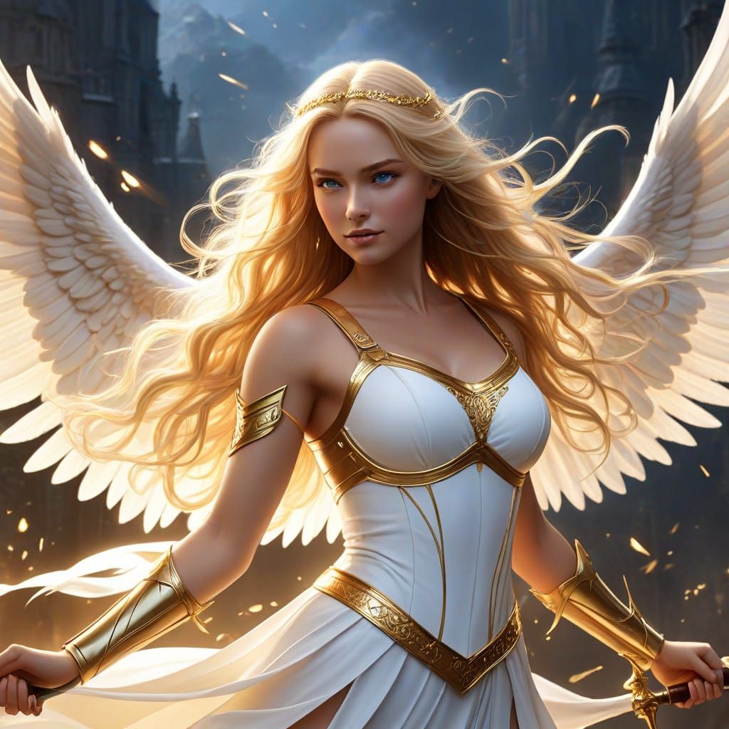 Angel Empowers Good in Epic Battle in Cyberpunk Style