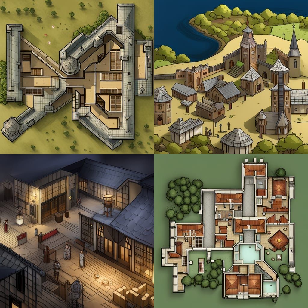 Dnd Town Map Flat View for Tabletop Gaming