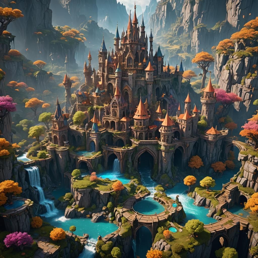 Fantastical Landscape Matte Painting in Deep Color