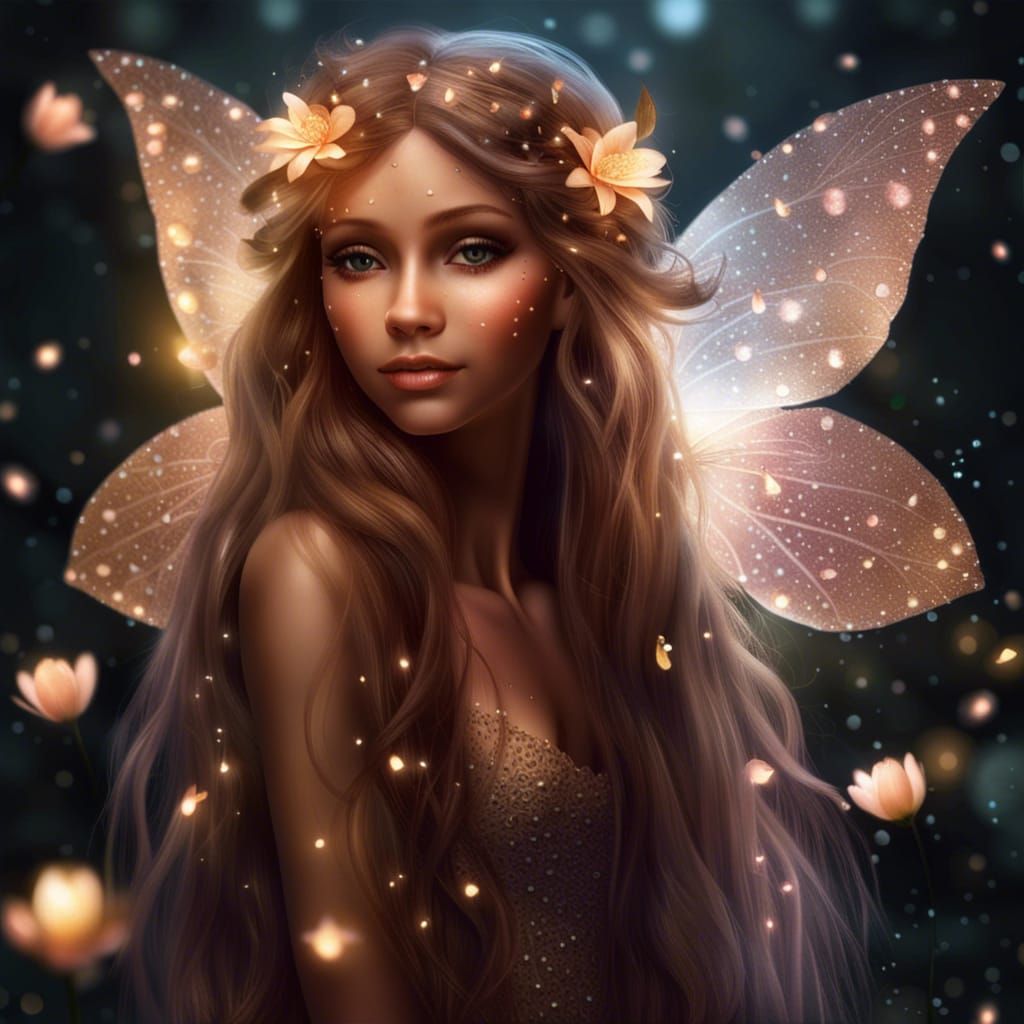 Glowing Fairy on Dewdrop Petal