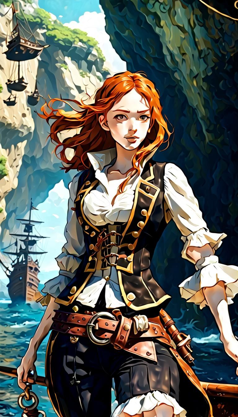 Ultra Detailed Full Body Portrait of Kerri Lee Green,Age 22 years old, medium length Ginger hair, wearing an Retropunk S...