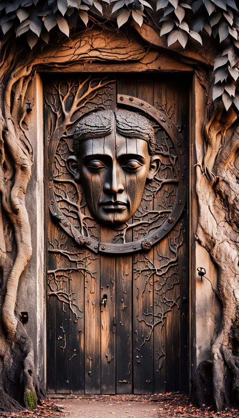 Mysterious Black Door to a Mystic Garden