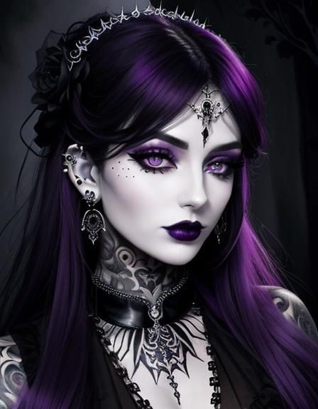 Ethereal Goth Goddess Portrait in Grimdark Style