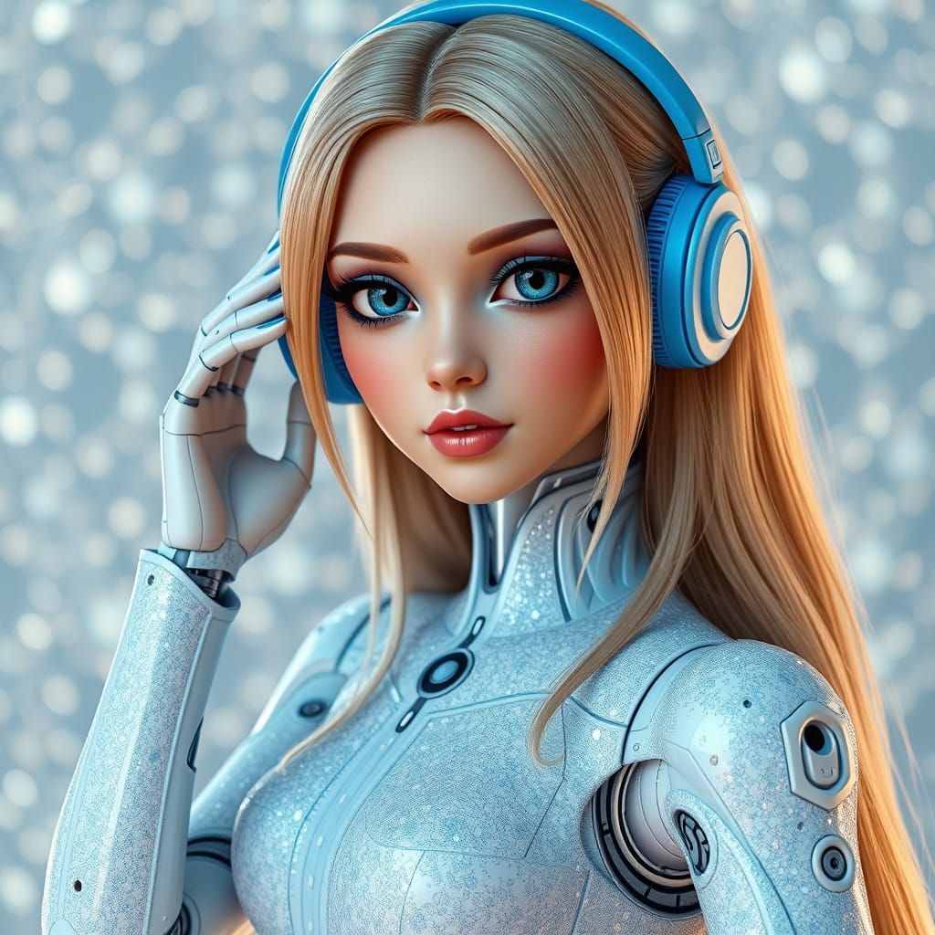 Beautiful 3D Female with Robotic Body, Cinematic Style